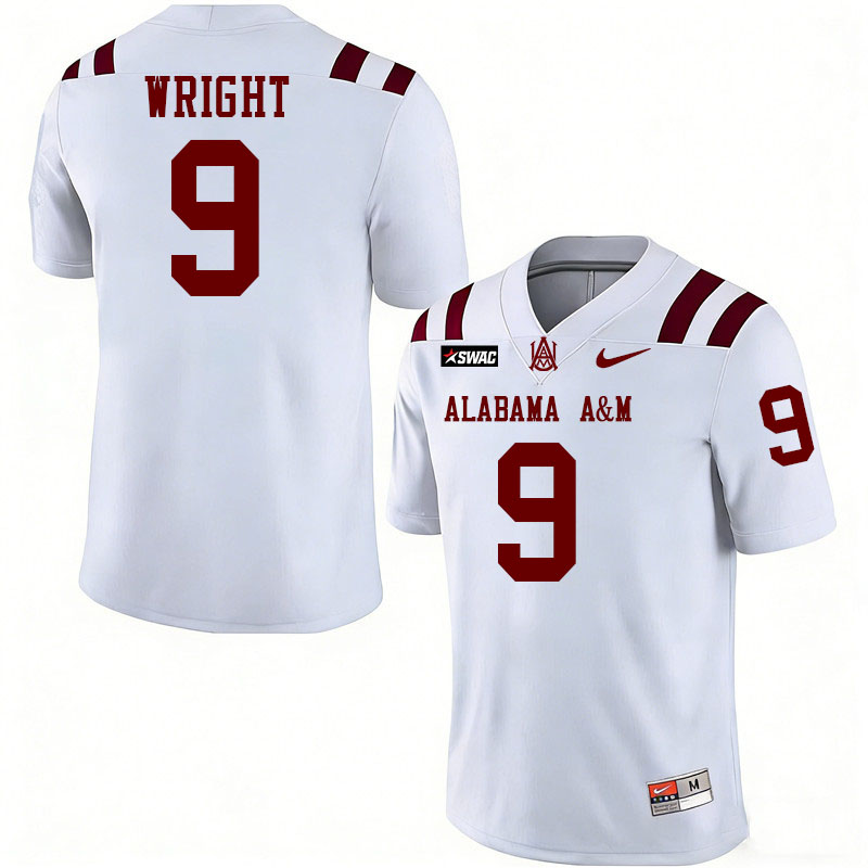 Alabama A&M Bulldogs #9 Wyatt Wright College Football Jerseys,Uniforms-White